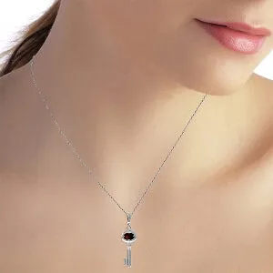 0.5 Carat 14K Solid White Gold Key Charm Necklace Garnet