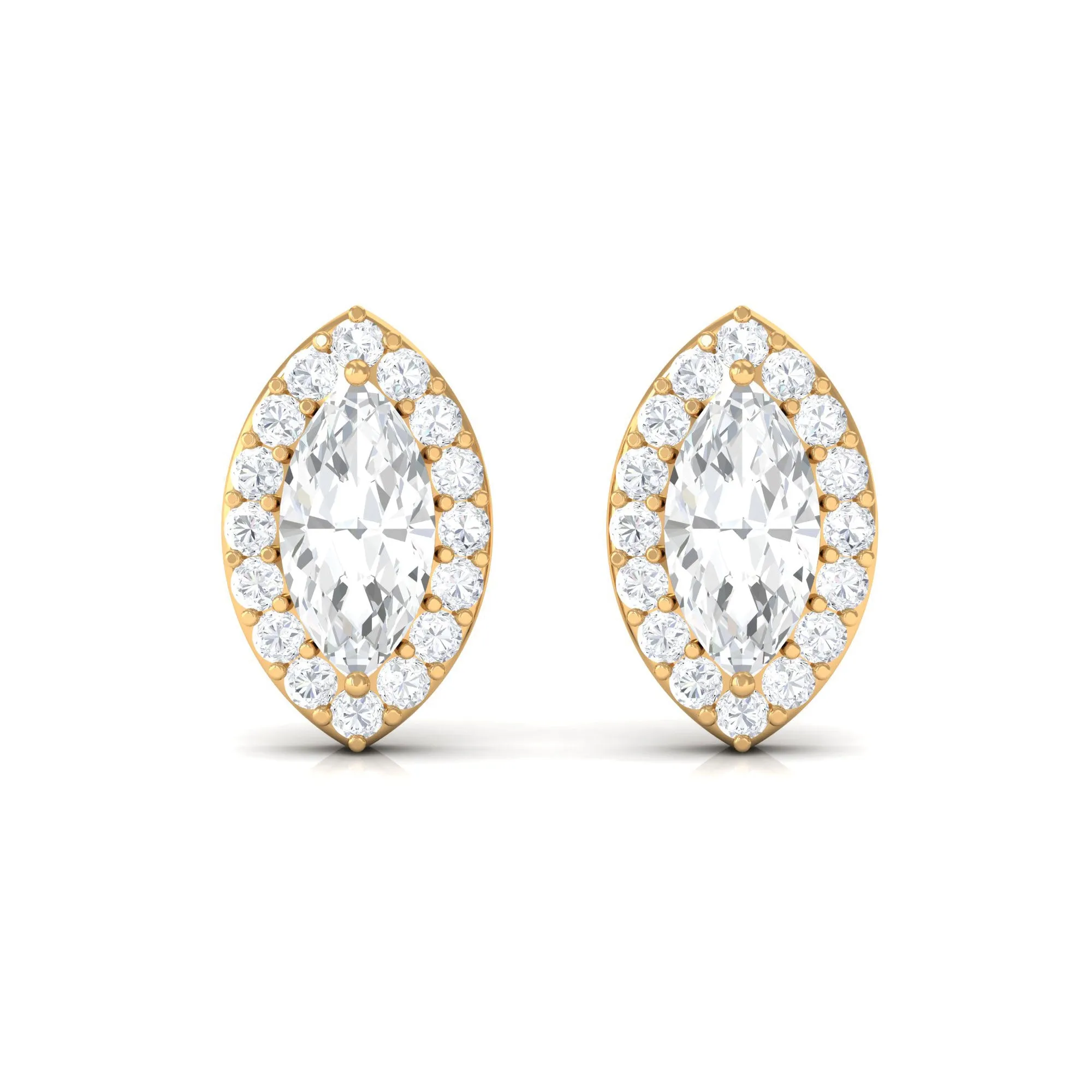 1 CT Marquise Cut Zircon Halo Stud Earrings