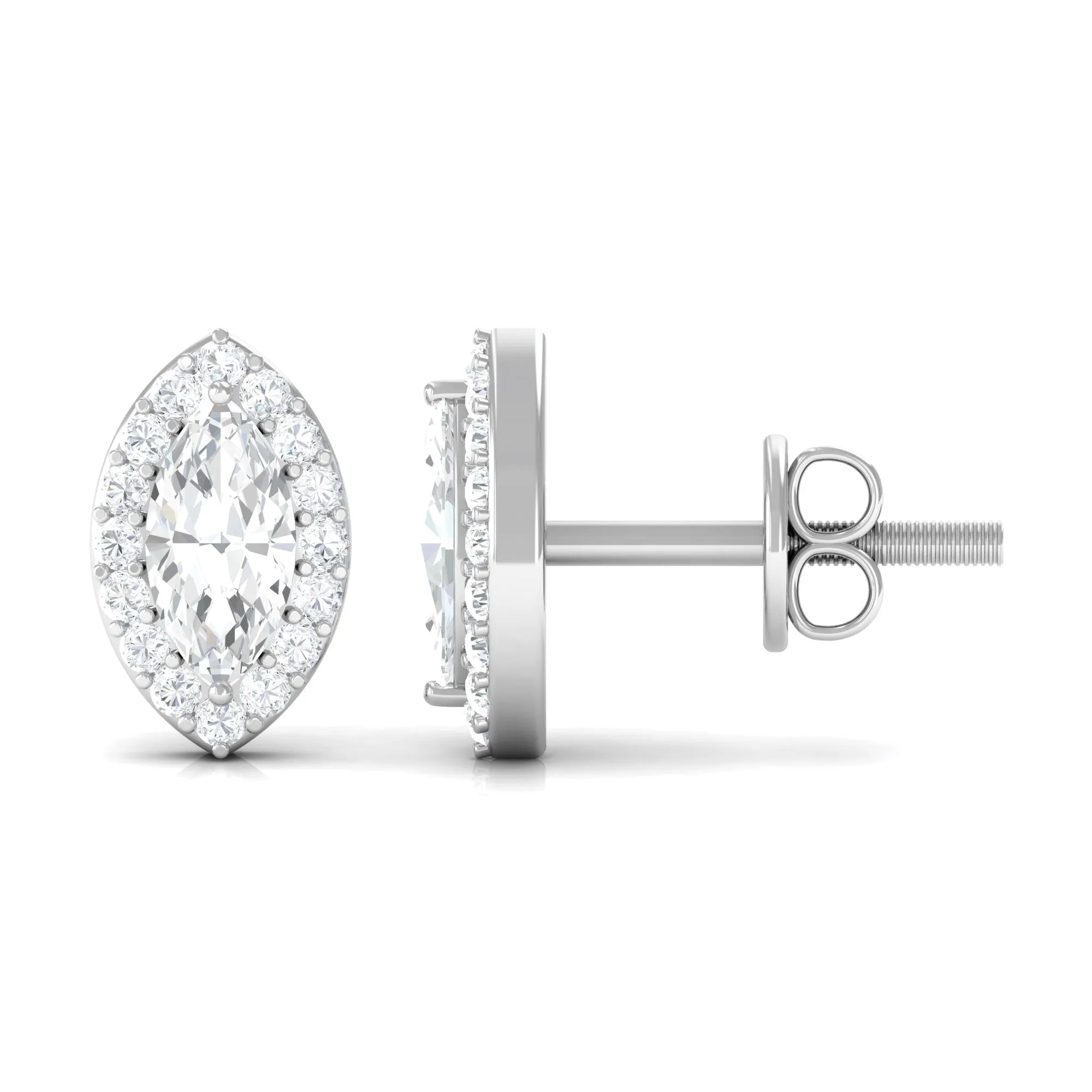 1 CT Marquise Cut Zircon Halo Stud Earrings