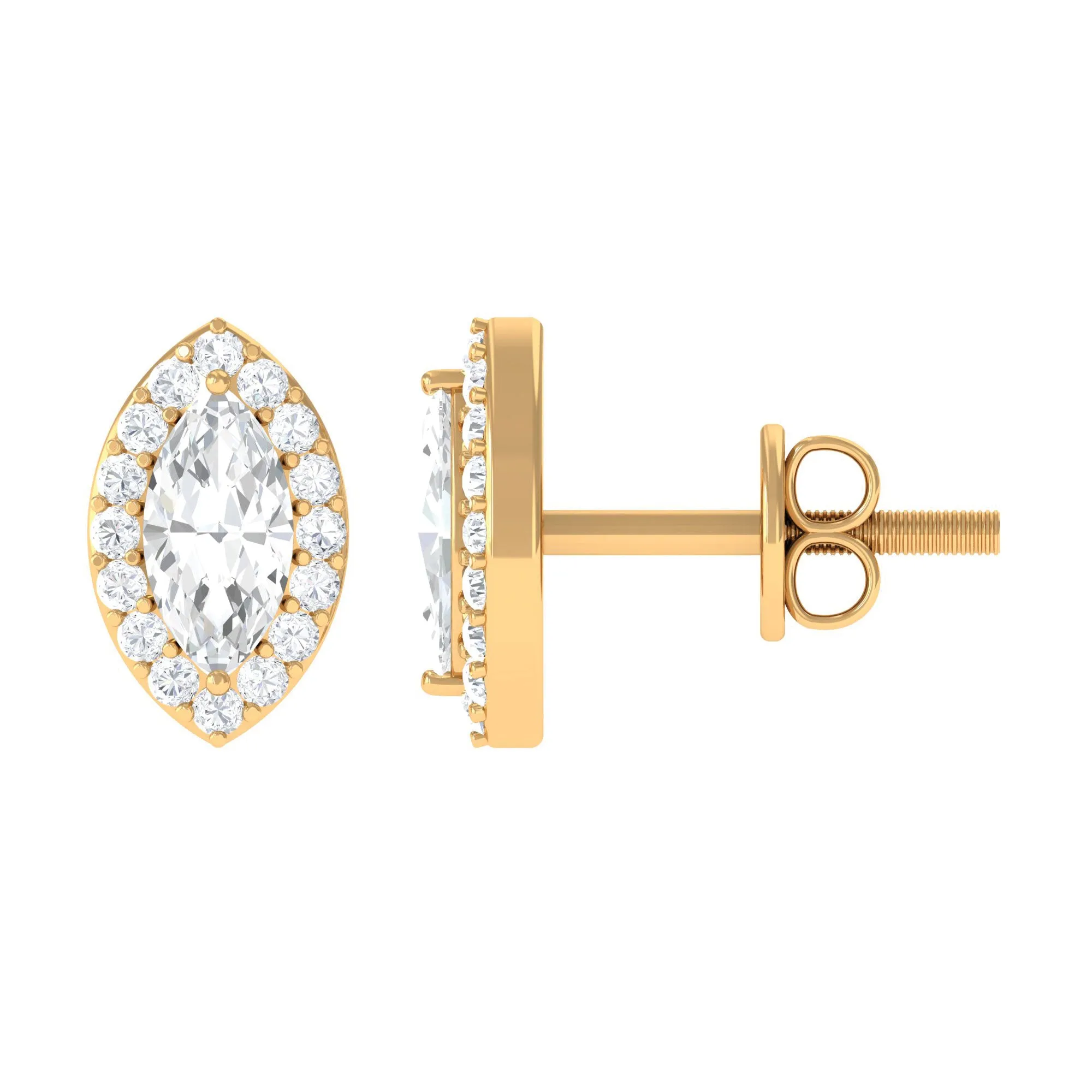 1 CT Marquise Cut Zircon Halo Stud Earrings