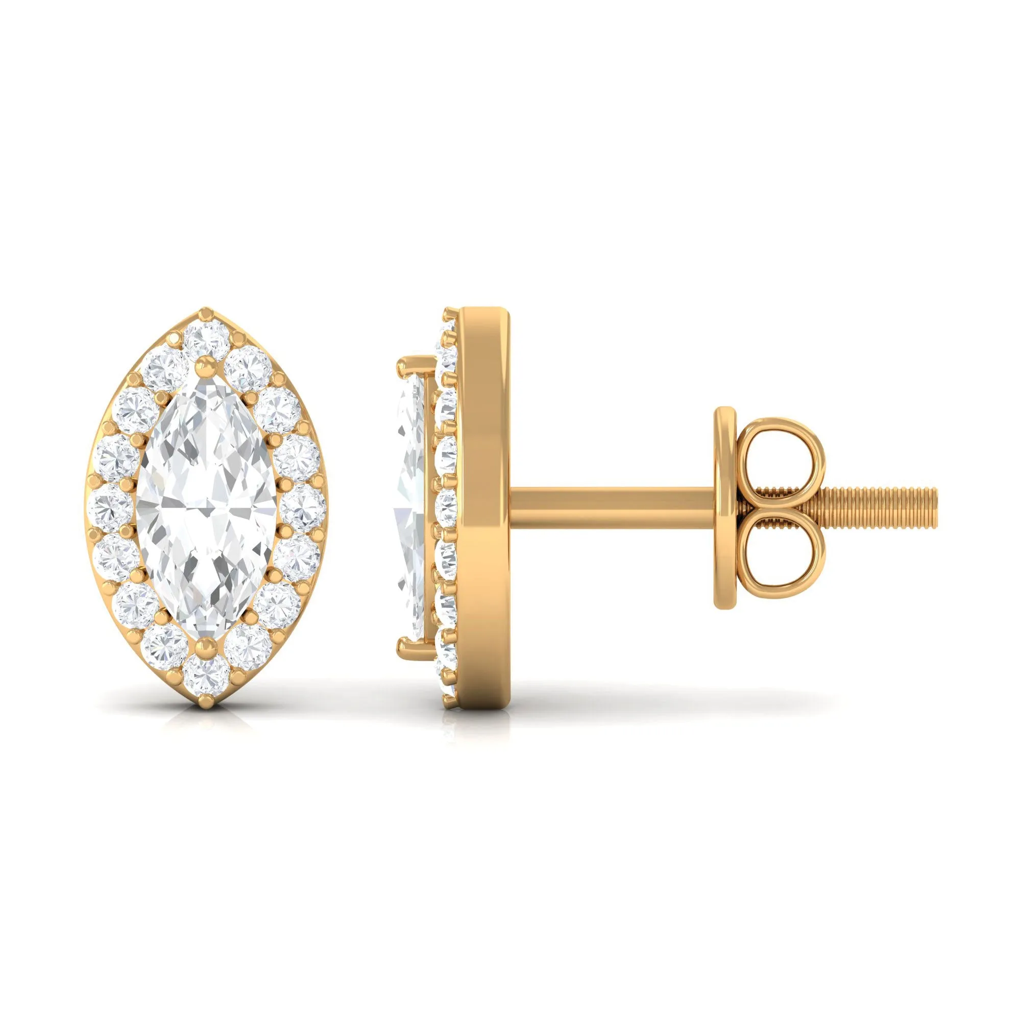 1 CT Marquise Cut Zircon Halo Stud Earrings