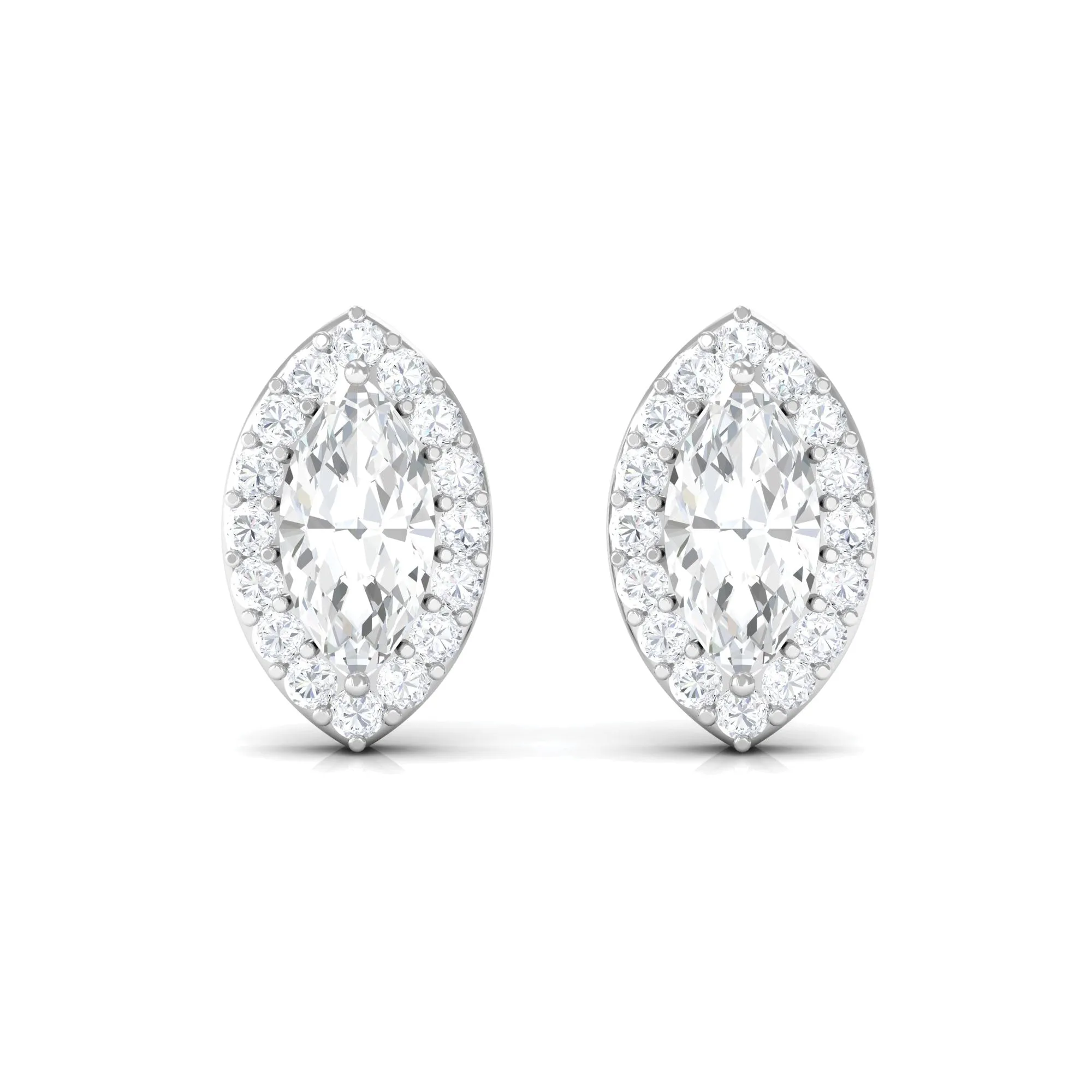 1 CT Marquise Cut Zircon Halo Stud Earrings