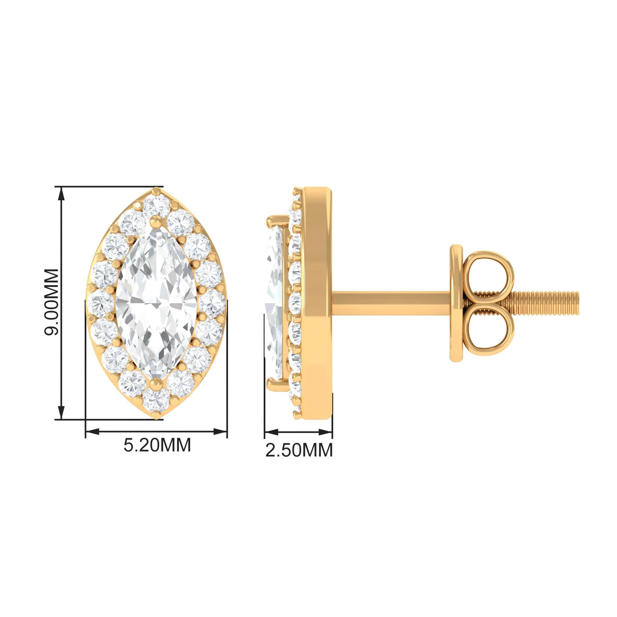 1 CT Marquise Cut Zircon Halo Stud Earrings