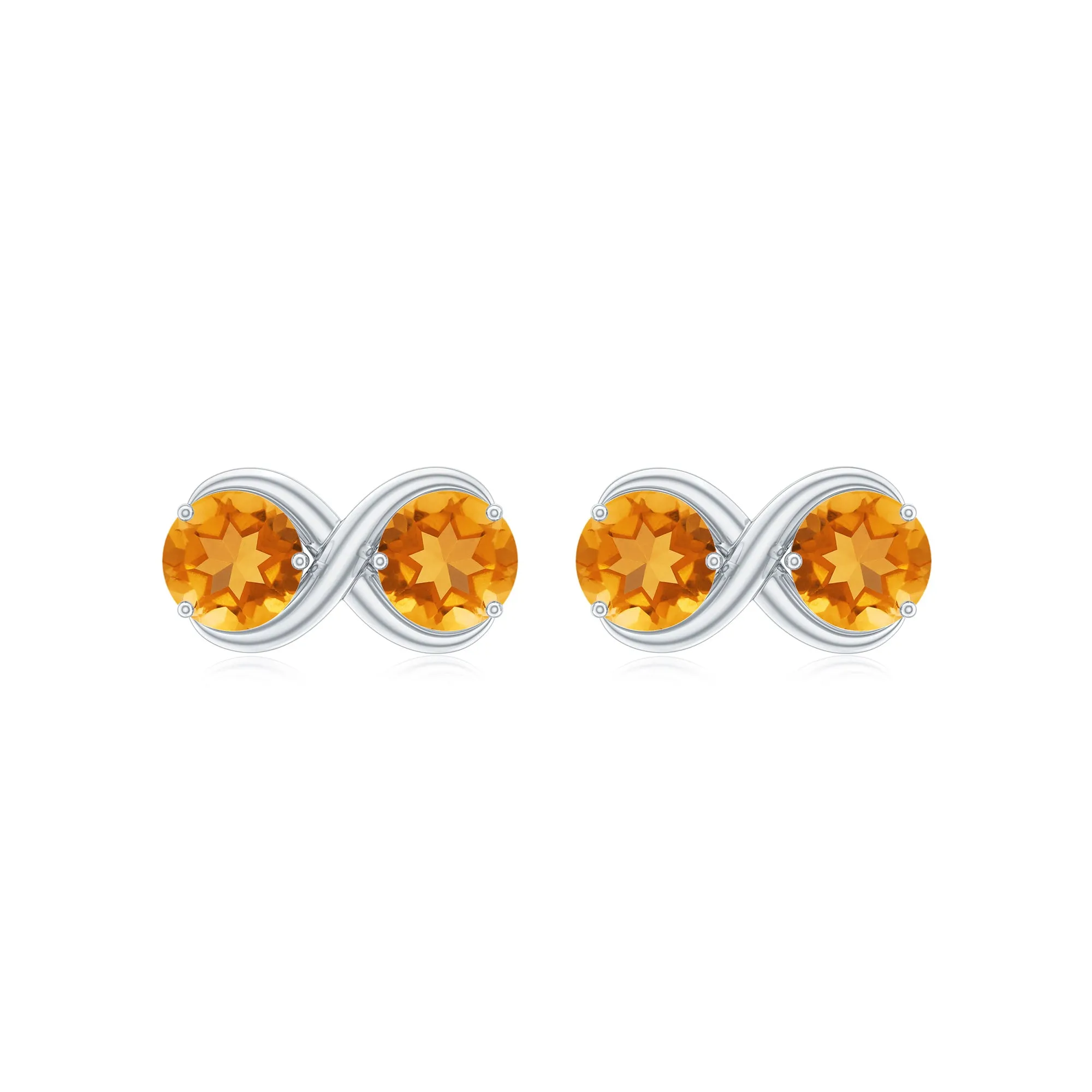 1 CT Simple Citrine Two Stone Infinity Stud Earrings