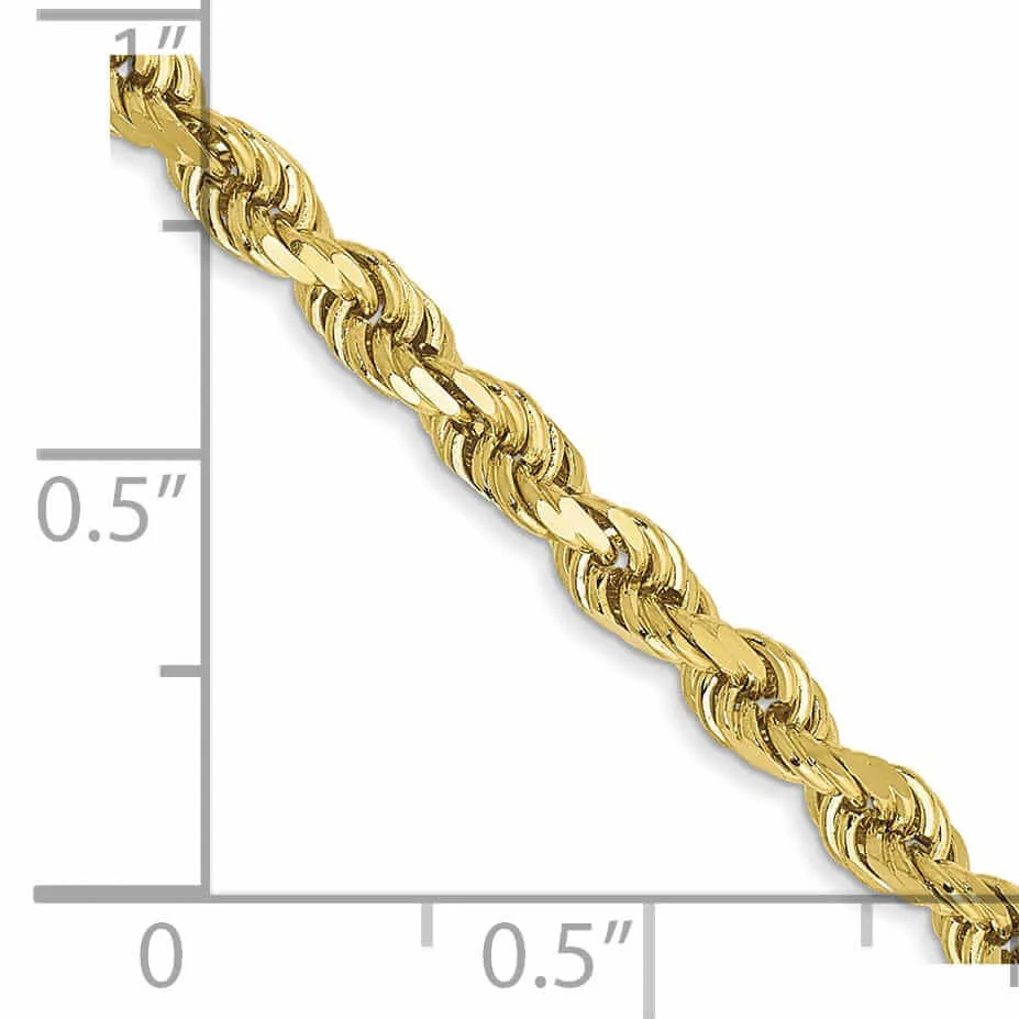 10k Yellow Gold Diamond Cut Rope Bracelet 3MM