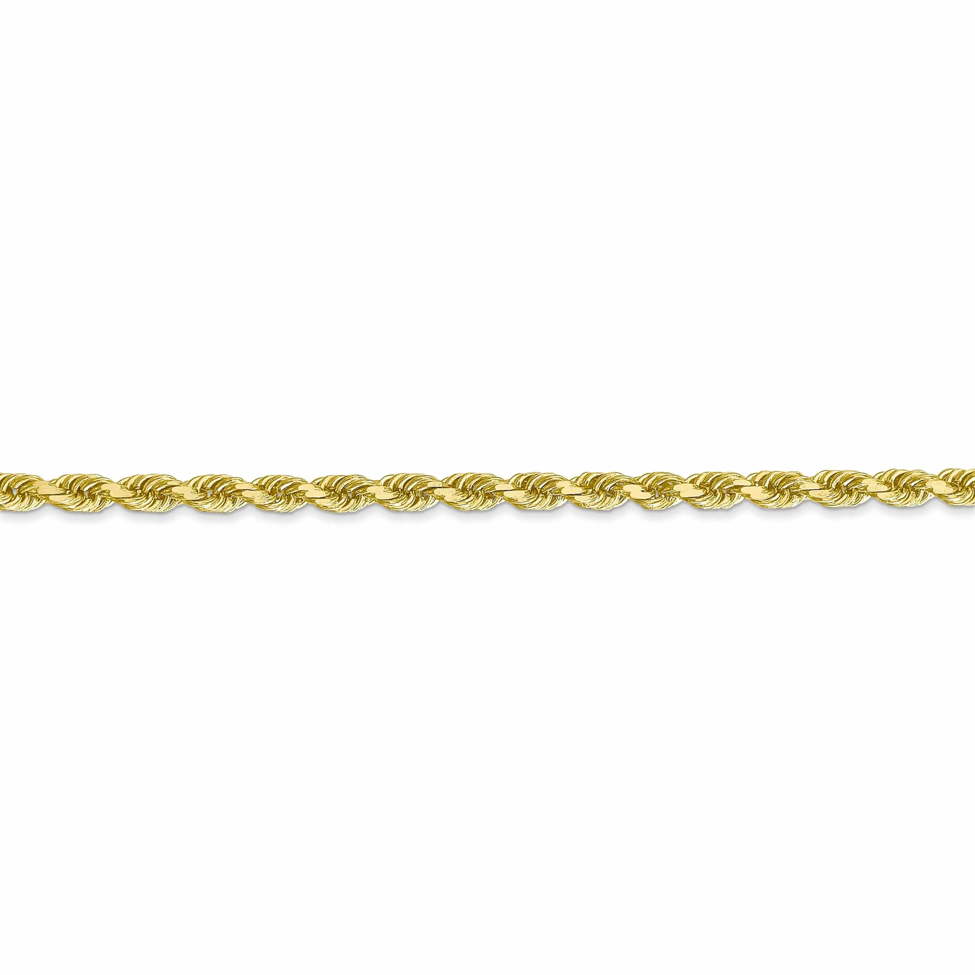 10k Yellow Gold Diamond Cut Rope Bracelet 3MM