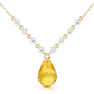 11.3 Carat 14K Solid Yellow Gold Mermaids Singing Citrine Diamond Necklace