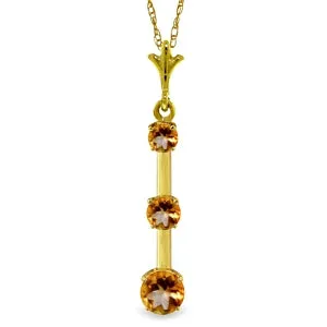 1.25 Carat 14K Solid Yellow Gold Ray Of Hope Citrine Necklace