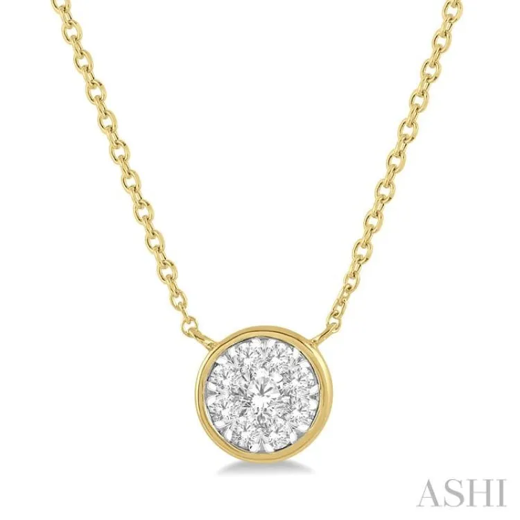 1/3 Ctw Round Shape Lovebright Diamond Necklace in 14K Yellow and White Gold