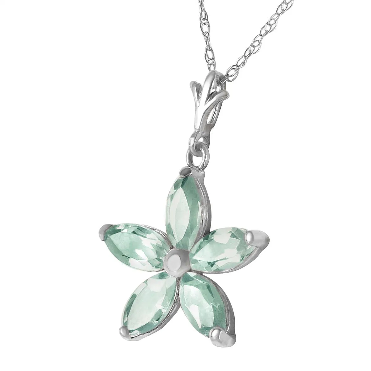 1.4 Carat 14K Solid White Gold Shall Be Again Green Amethyst Necklace