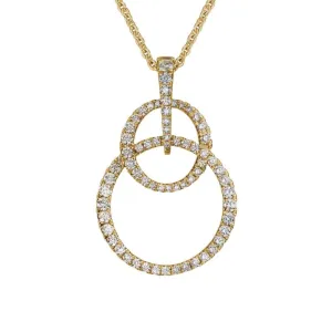 14k Diamond Double Circles Pendant Necklace