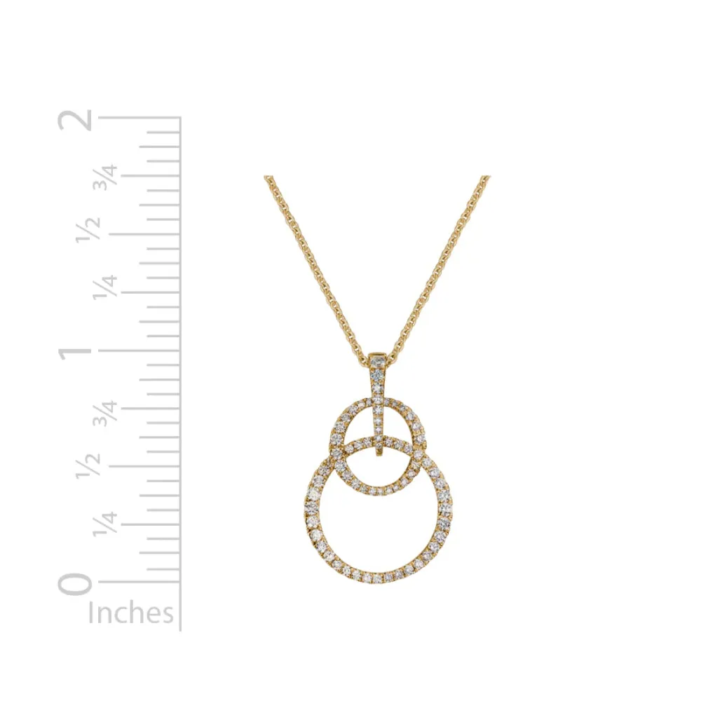 14k Diamond Double Circles Pendant Necklace