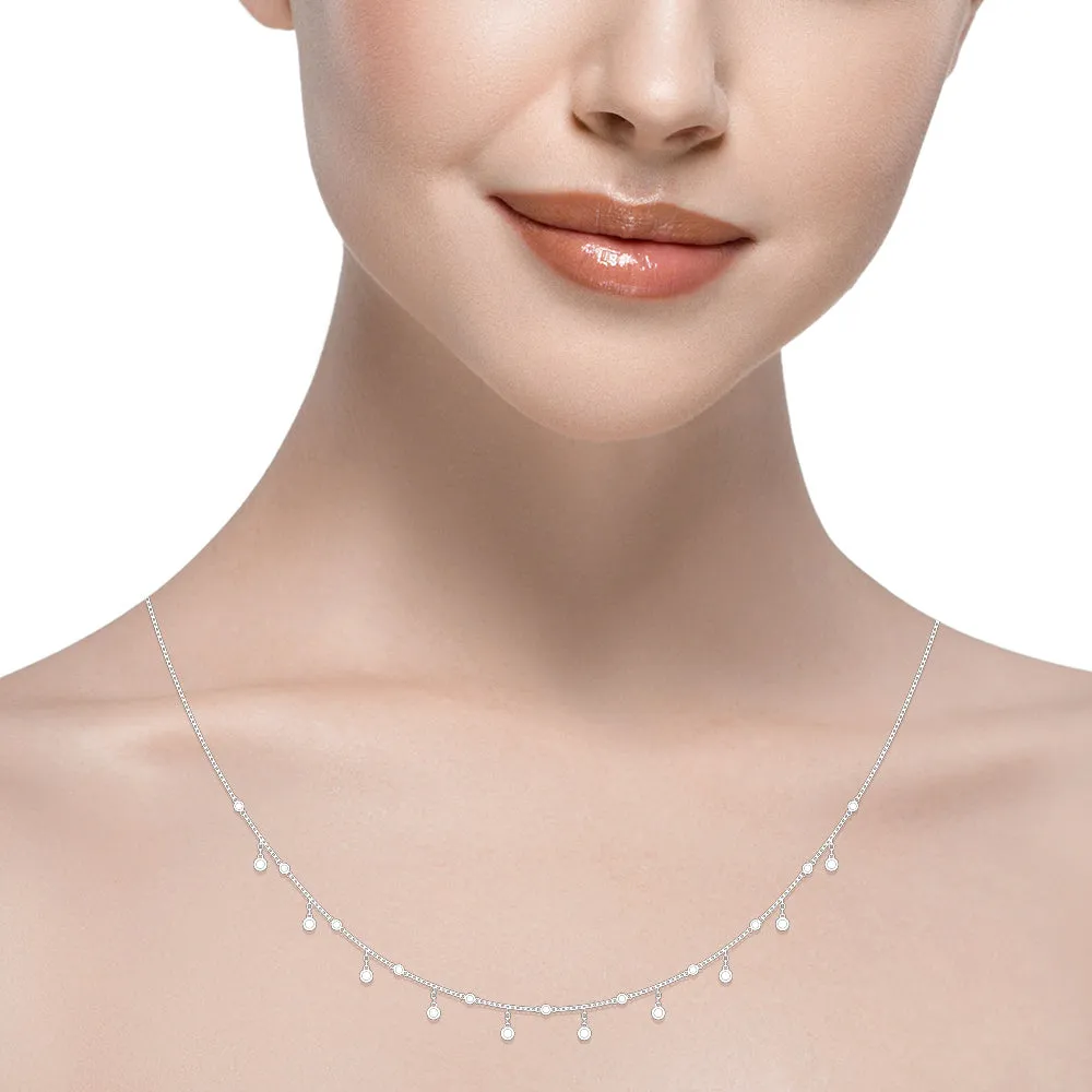 14K Diamonds on a Chain with Droplet Diamond Necklace