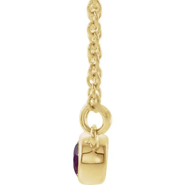 14k Gold 4 MM Amethyst and 0.03 CTW Diamond Necklace