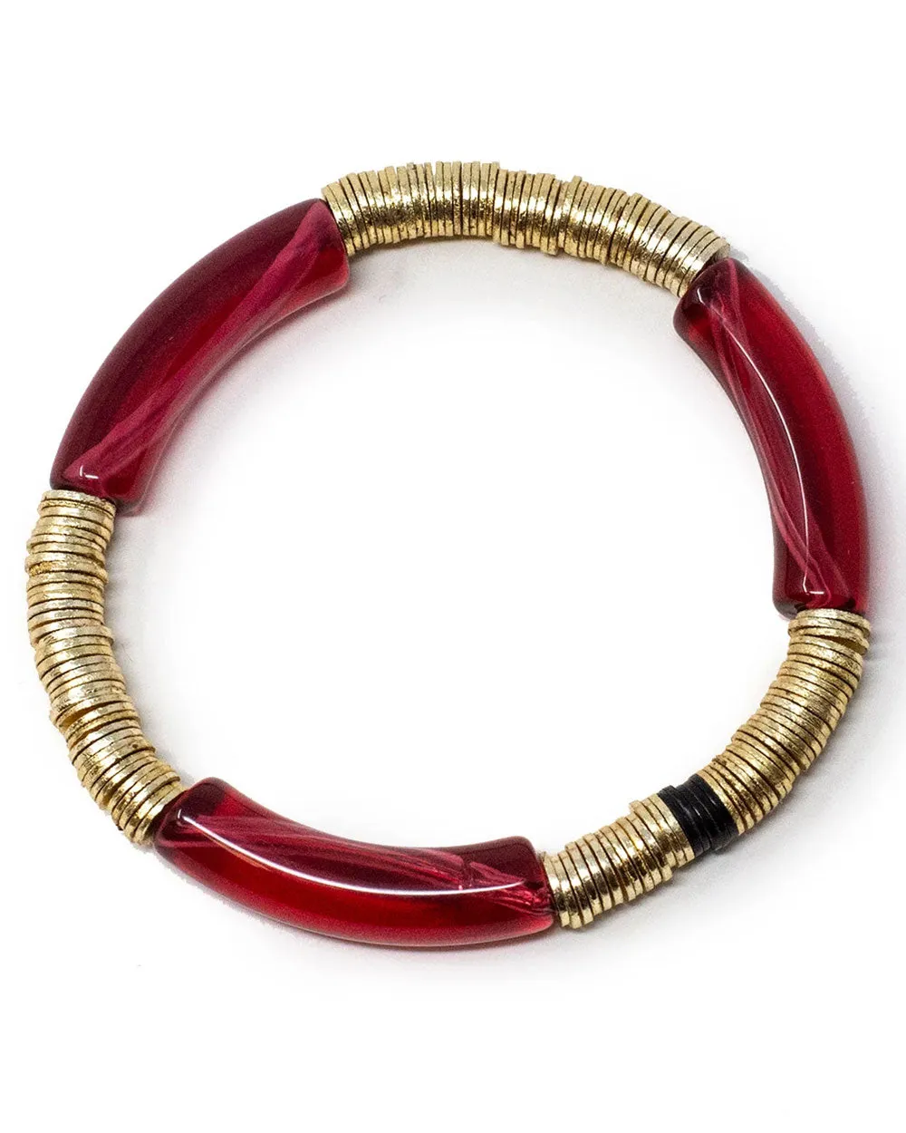 14k Gold and Maroon Garnet Zo Stretch Bracelet