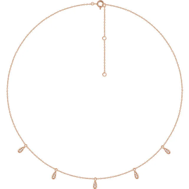 14k Gold Diamond 5-Station Necklace