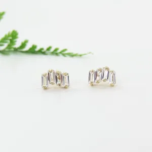 14k Gold Zig Zag White Topaz Earrings