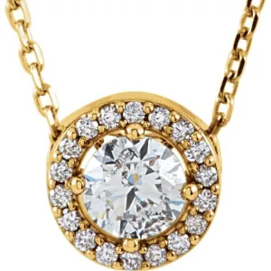 14K Rose 1/2 CTW Lab-Grown Diamond Halo-Style 16" Necklace