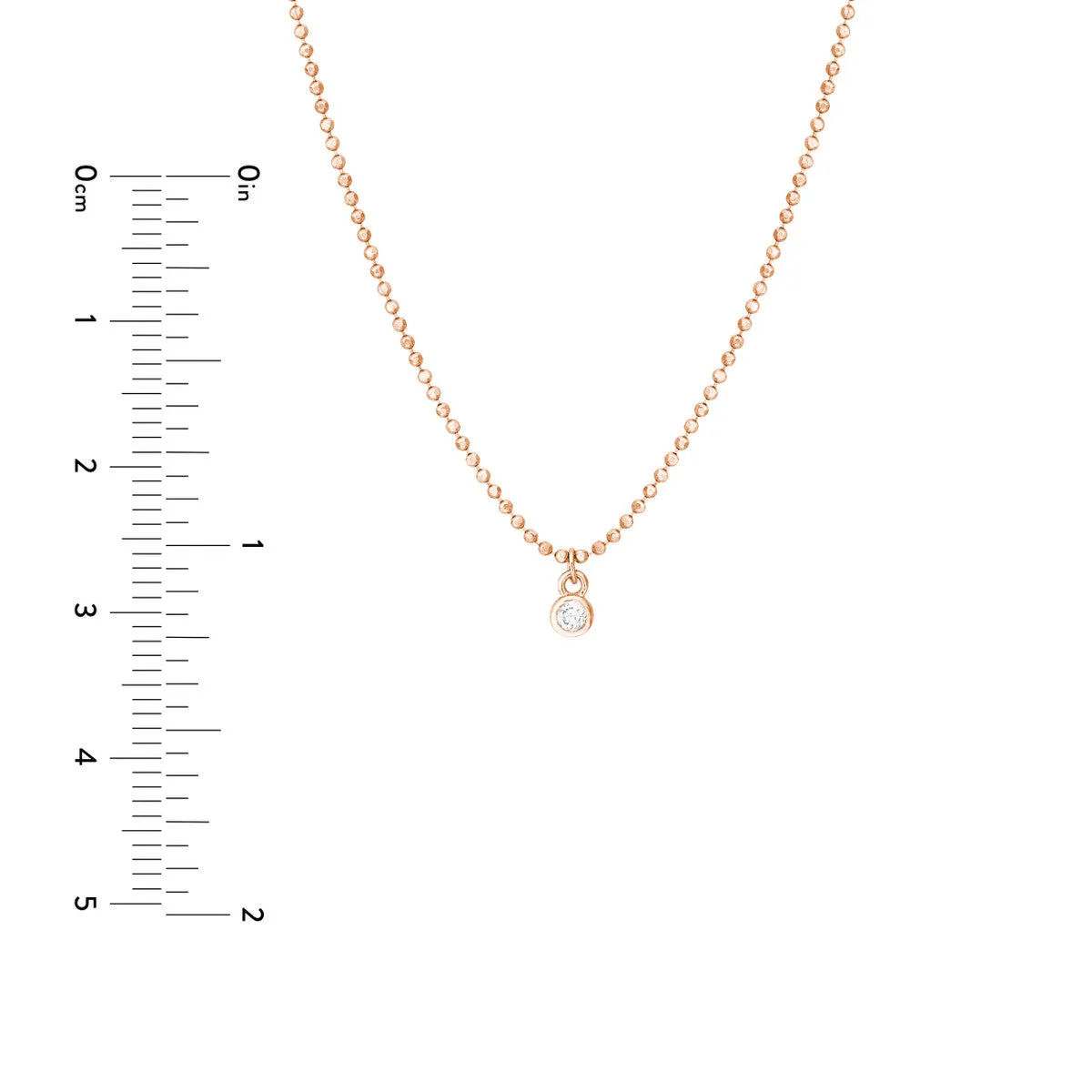 14k Rose Gold Diamond Drops Necklace on D/C Bead Chain