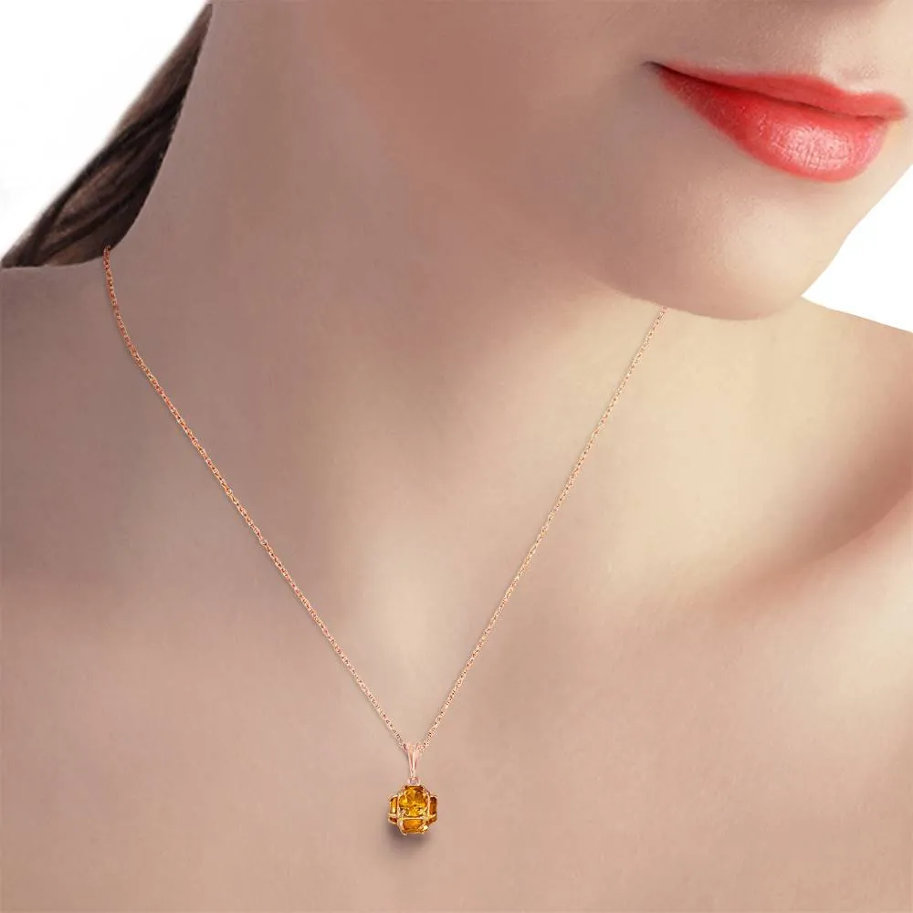 14K Solid Rose Gold Citrine Necklace Gemstone Class Deluxe