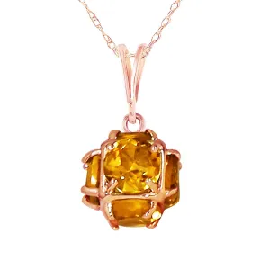 14K Solid Rose Gold Citrine Necklace Gemstone Class Deluxe