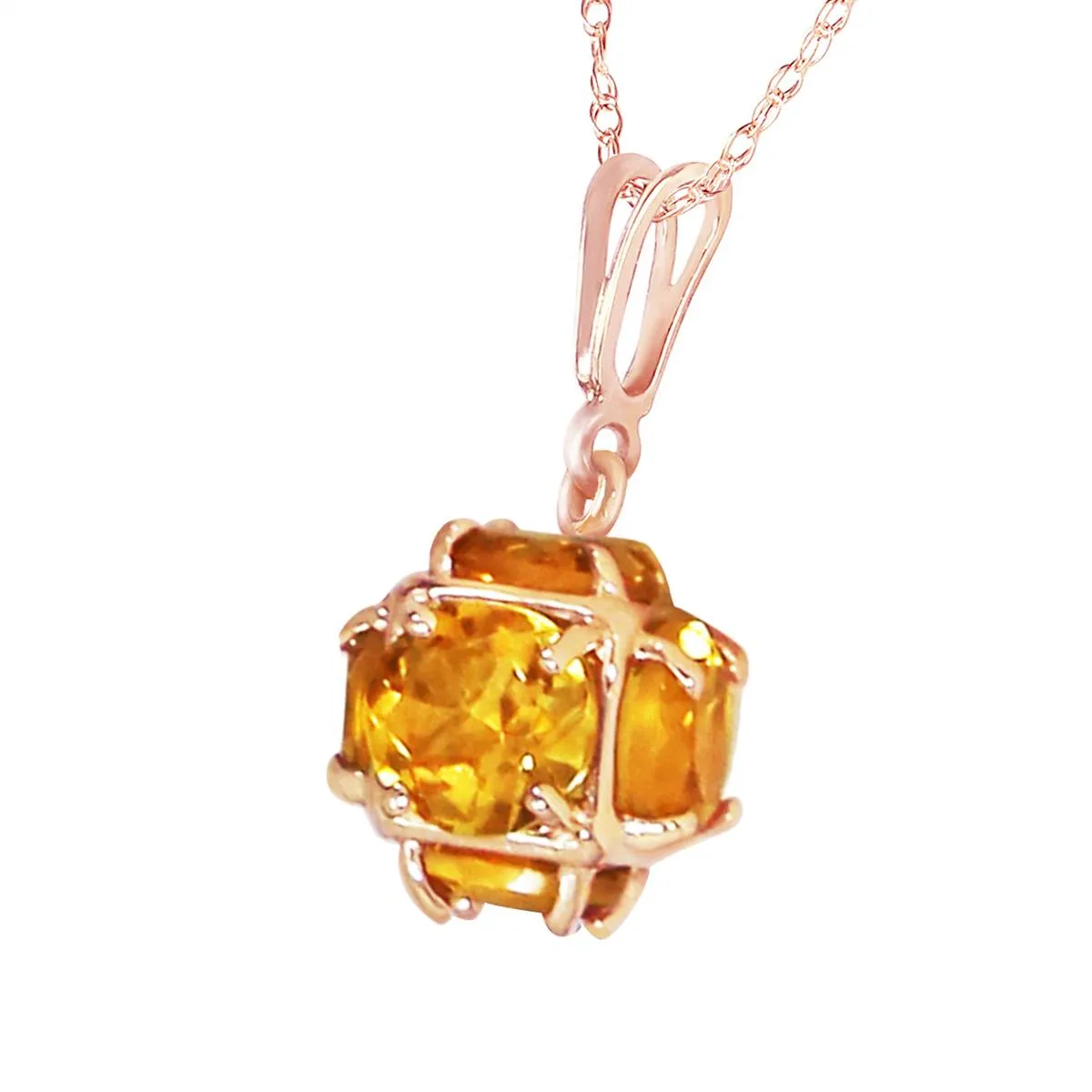 14K Solid Rose Gold Citrine Necklace Gemstone Class Deluxe