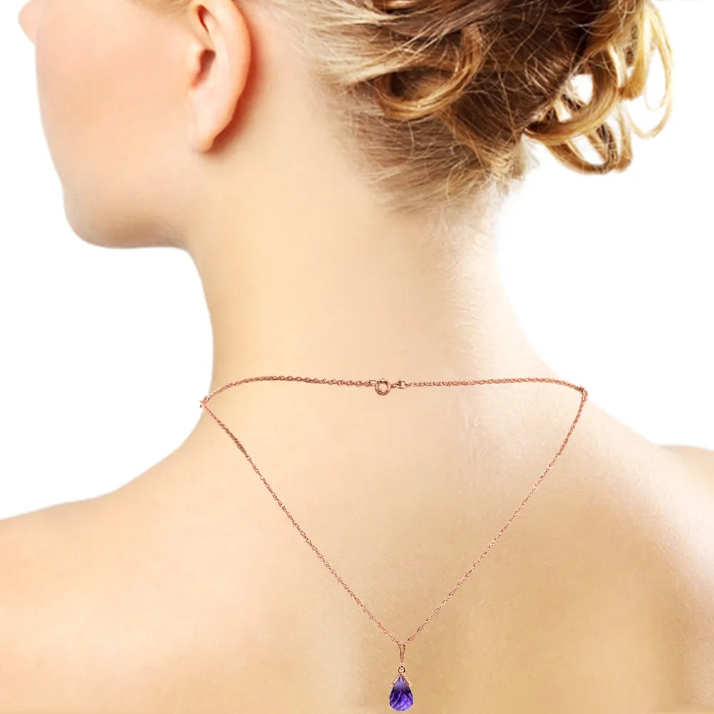 14K Solid Rose Gold Front And Back Drop Necklace w/ Briolette Amethysts