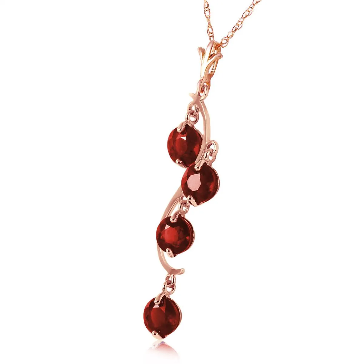 14K Solid Rose Gold Garnet Jewelry Class New Necklace