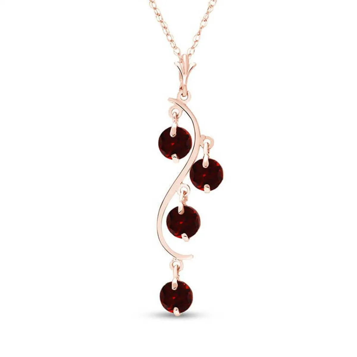 14K Solid Rose Gold Garnet Jewelry Class New Necklace