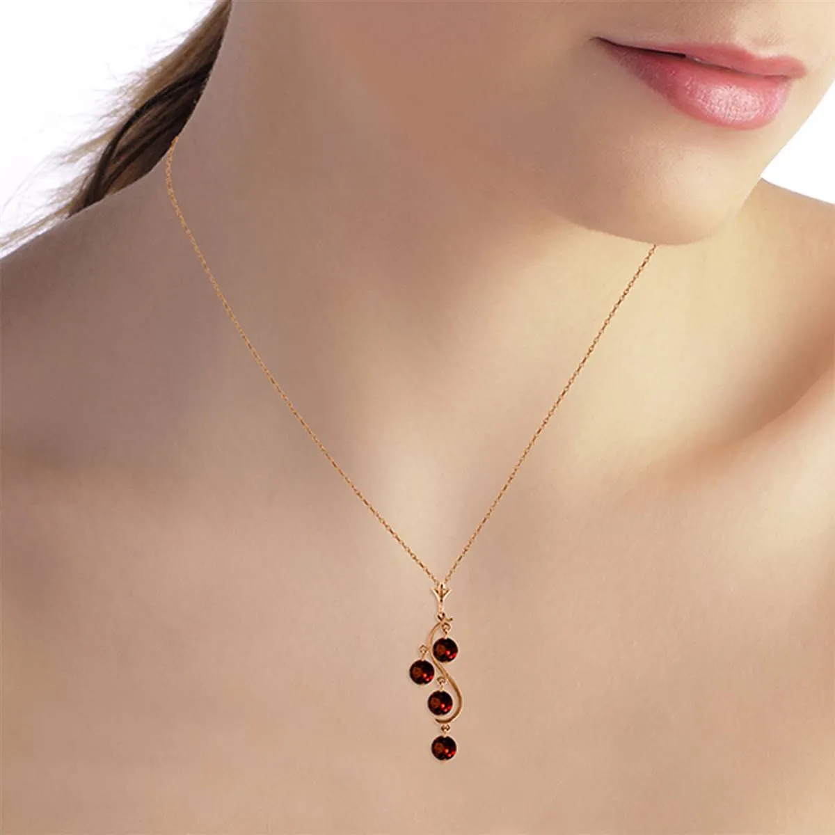 14K Solid Rose Gold Garnet Jewelry Class New Necklace