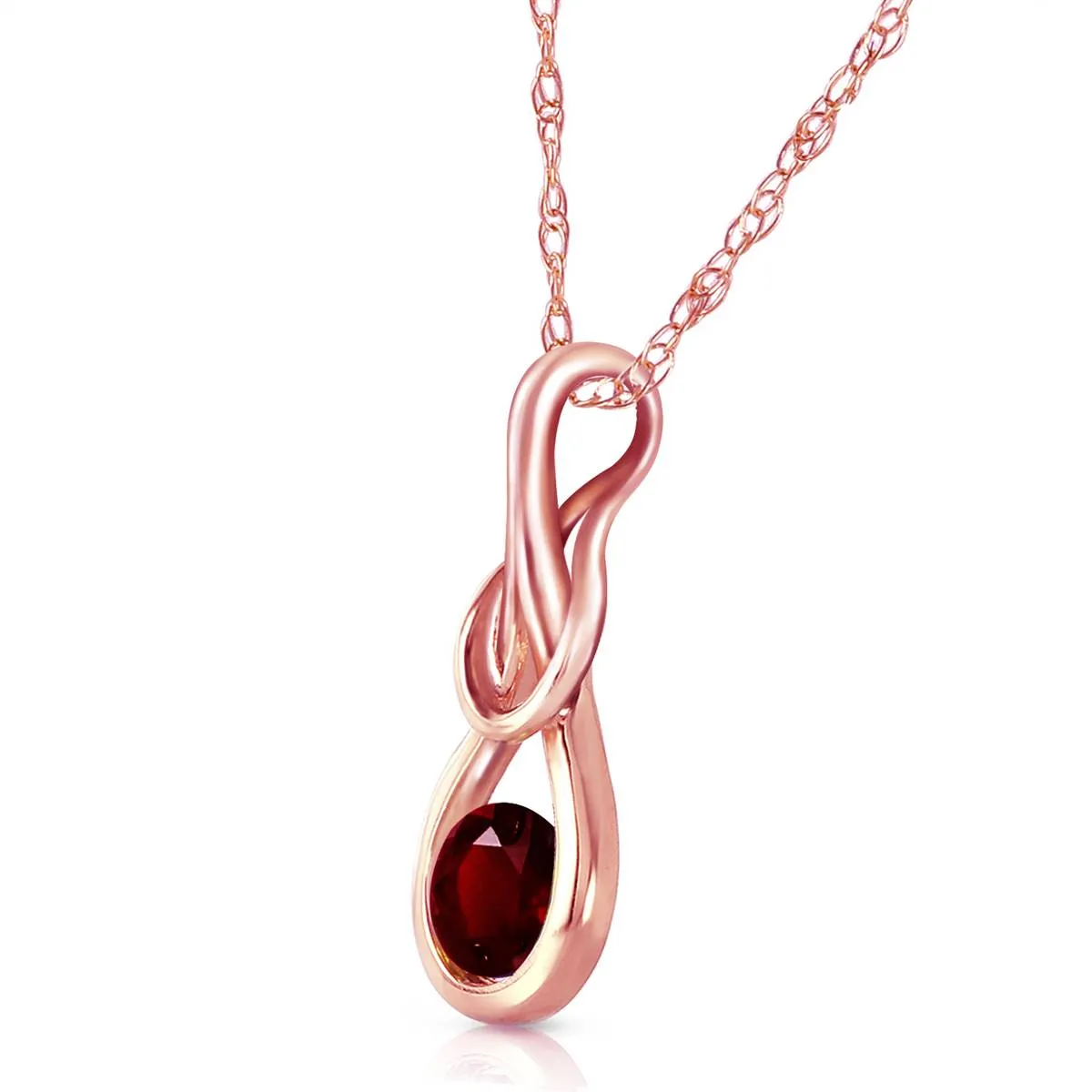 14K Solid Rose Gold Garnet Necklace Classic