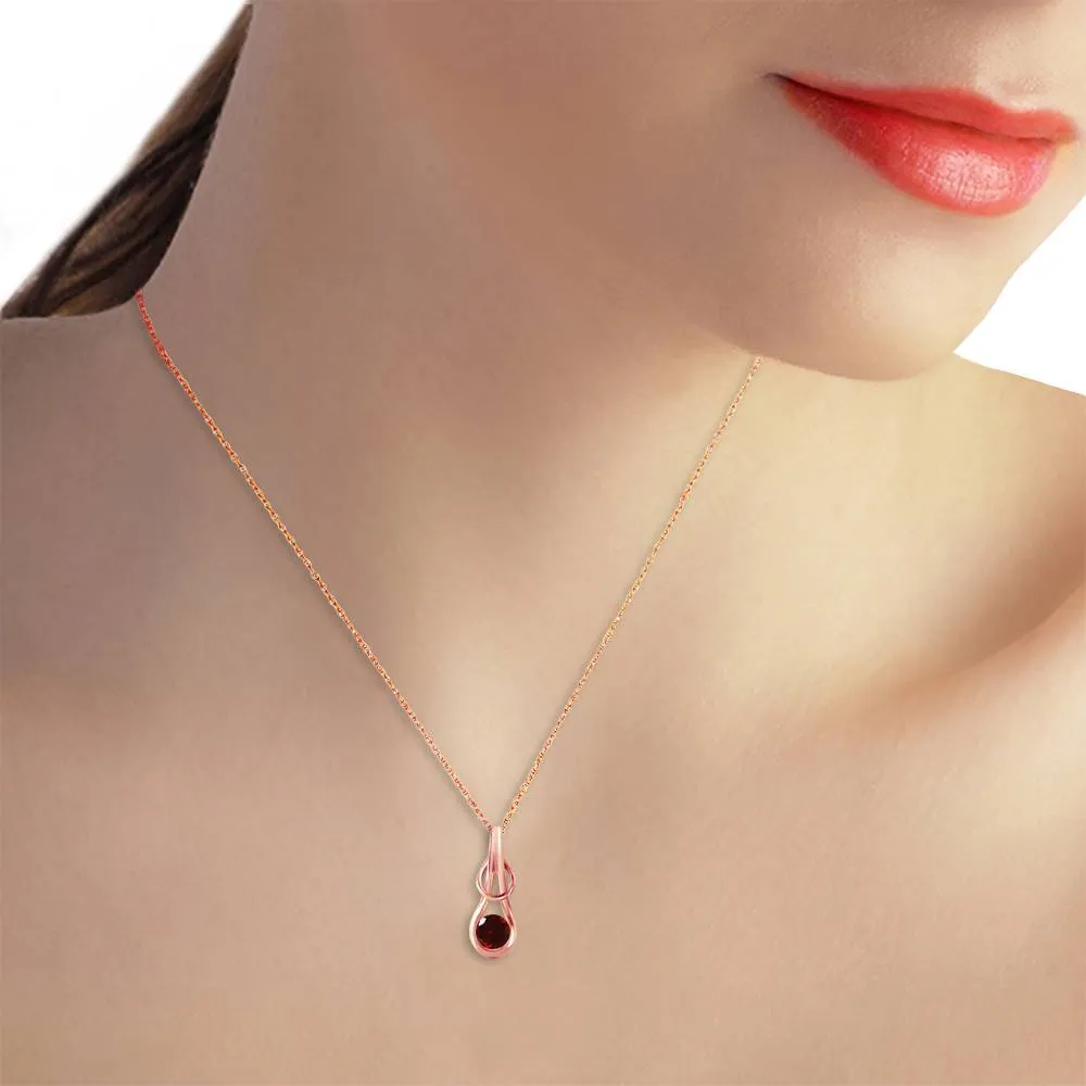 14K Solid Rose Gold Garnet Necklace Classic