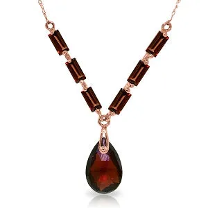 14K Solid Rose Gold Garnet Necklace Jewelry Class New