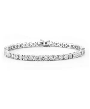 14k White Gold 3.00Ct Diamond Tennis Bracelet with Faceted Head