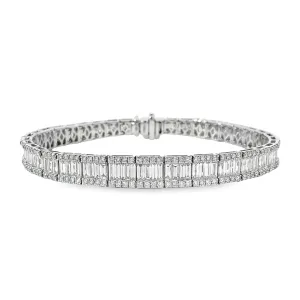 14K White Gold and Baguette Diamond Bracelet