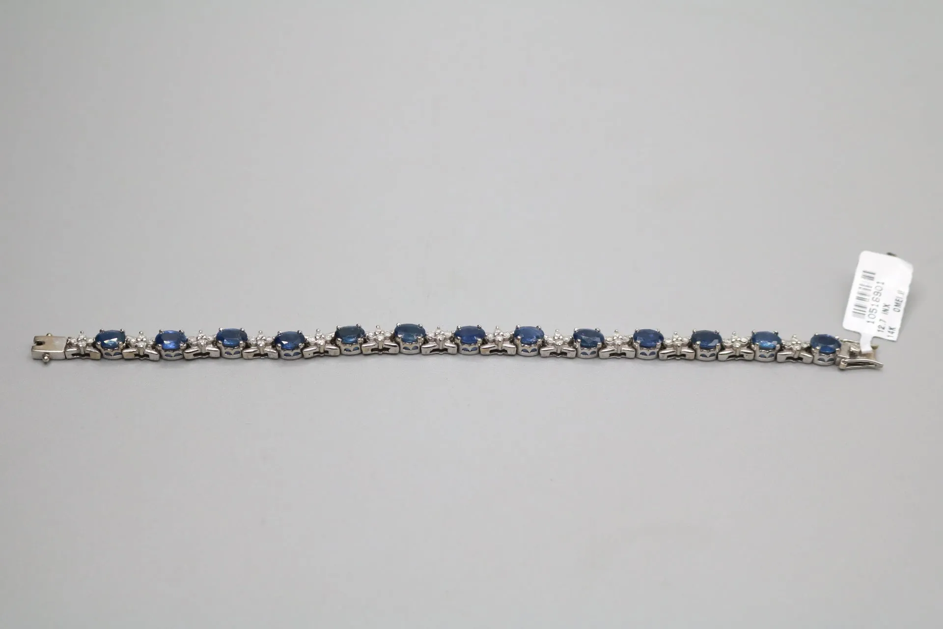 14K White Gold Diamond and Sapphire Tennis Bracelet (7 1/2 Inches) (Local Pick-up Only)