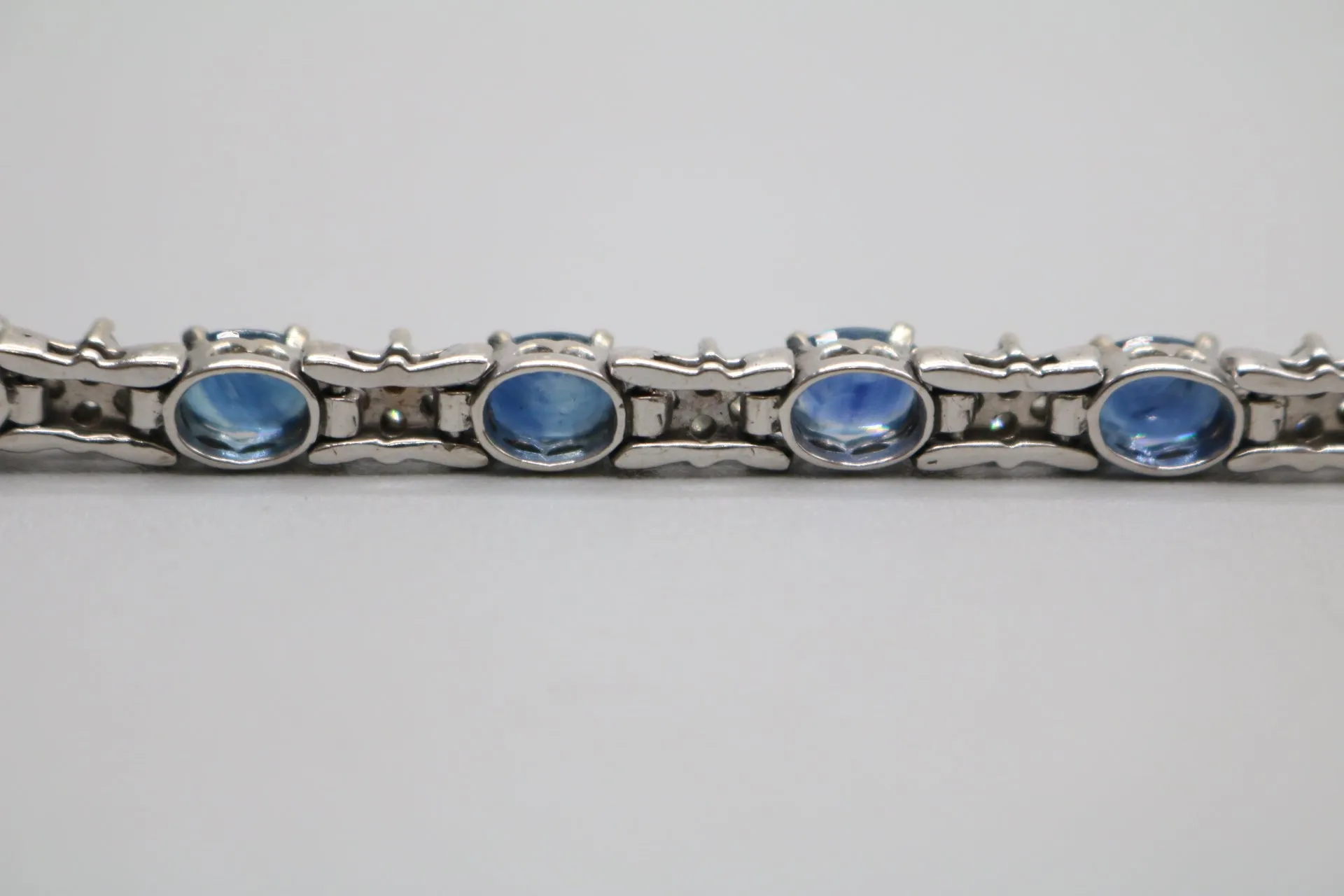 14K White Gold Diamond and Sapphire Tennis Bracelet (7 1/2 Inches) (Local Pick-up Only)