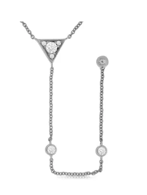 14k white gold "Y" necklace with diamond accents