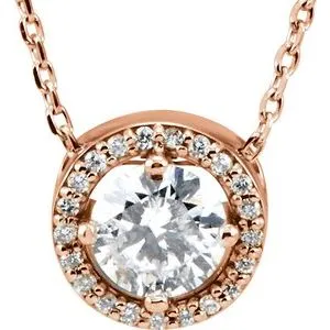 14K Yellow 1/4 CTW Natural Diamond Halo-Style 16" Necklace