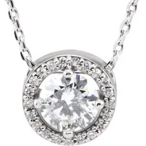 14K Yellow 1/4 CTW Natural Diamond Halo-Style 16" Necklace