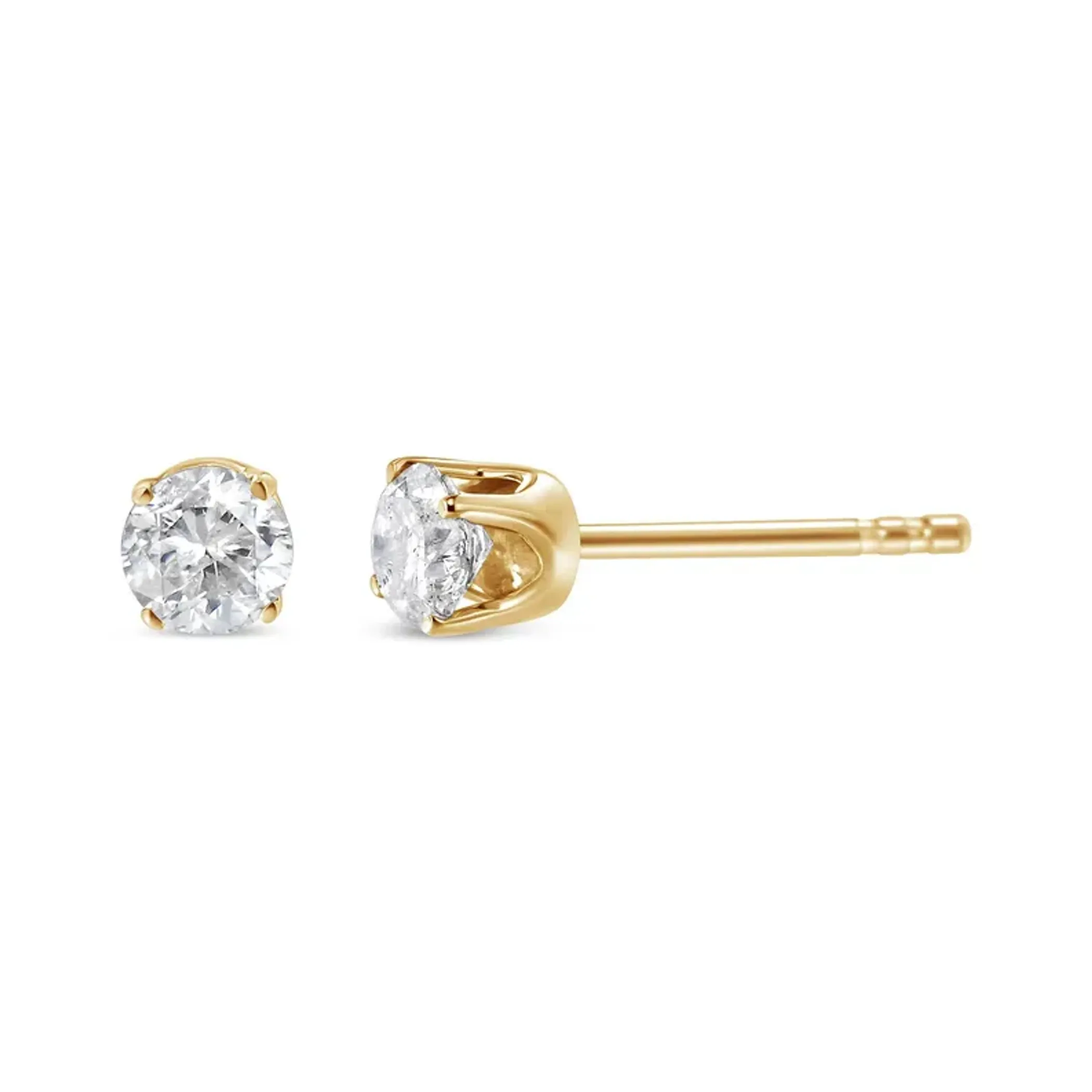 14K Yellow Gold 0.40 Cttw Round Brilliant-Cut Diamond Classic 4-Prong Stud Earrings (L-M Color, I1-I2 Clarity)