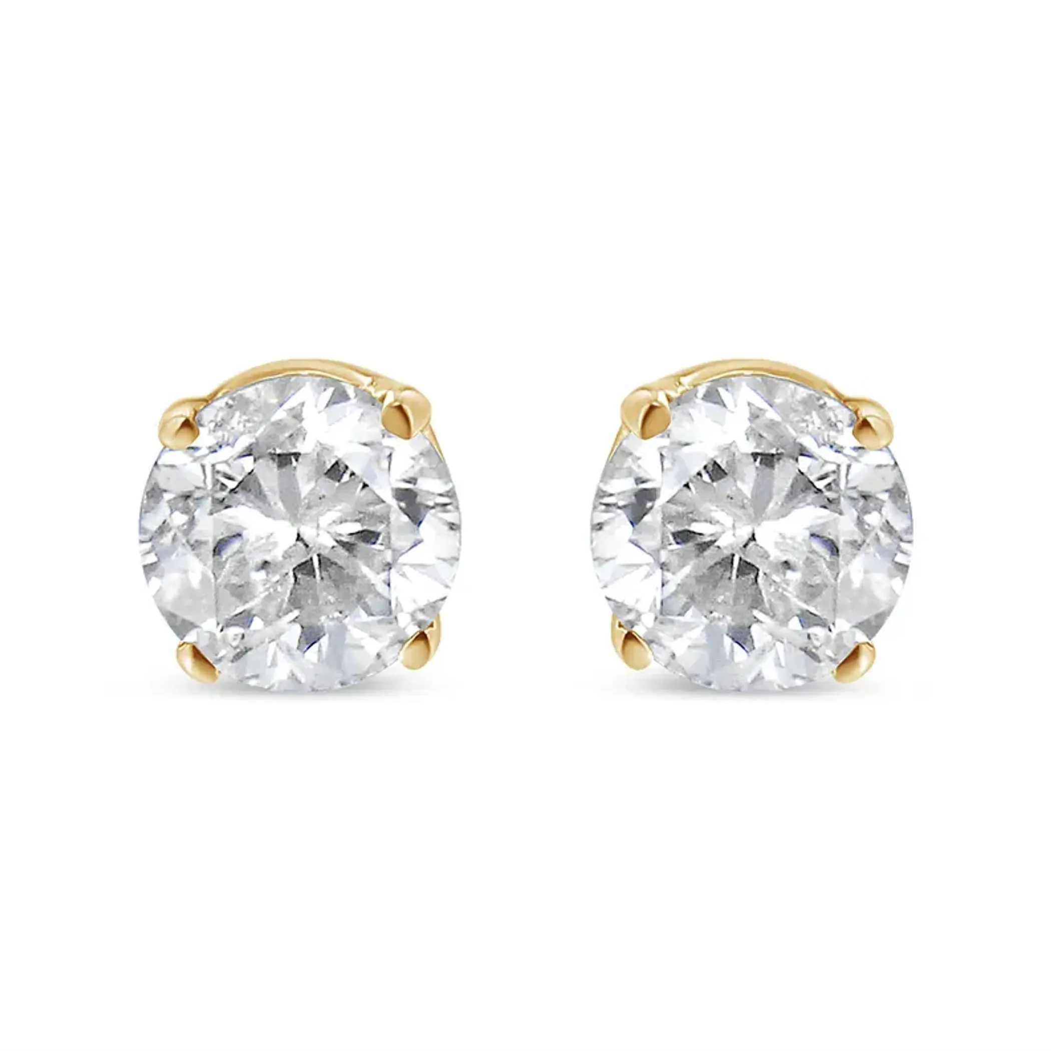 14K Yellow Gold 0.40 Cttw Round Brilliant-Cut Diamond Classic 4-Prong Stud Earrings (L-M Color, I1-I2 Clarity)