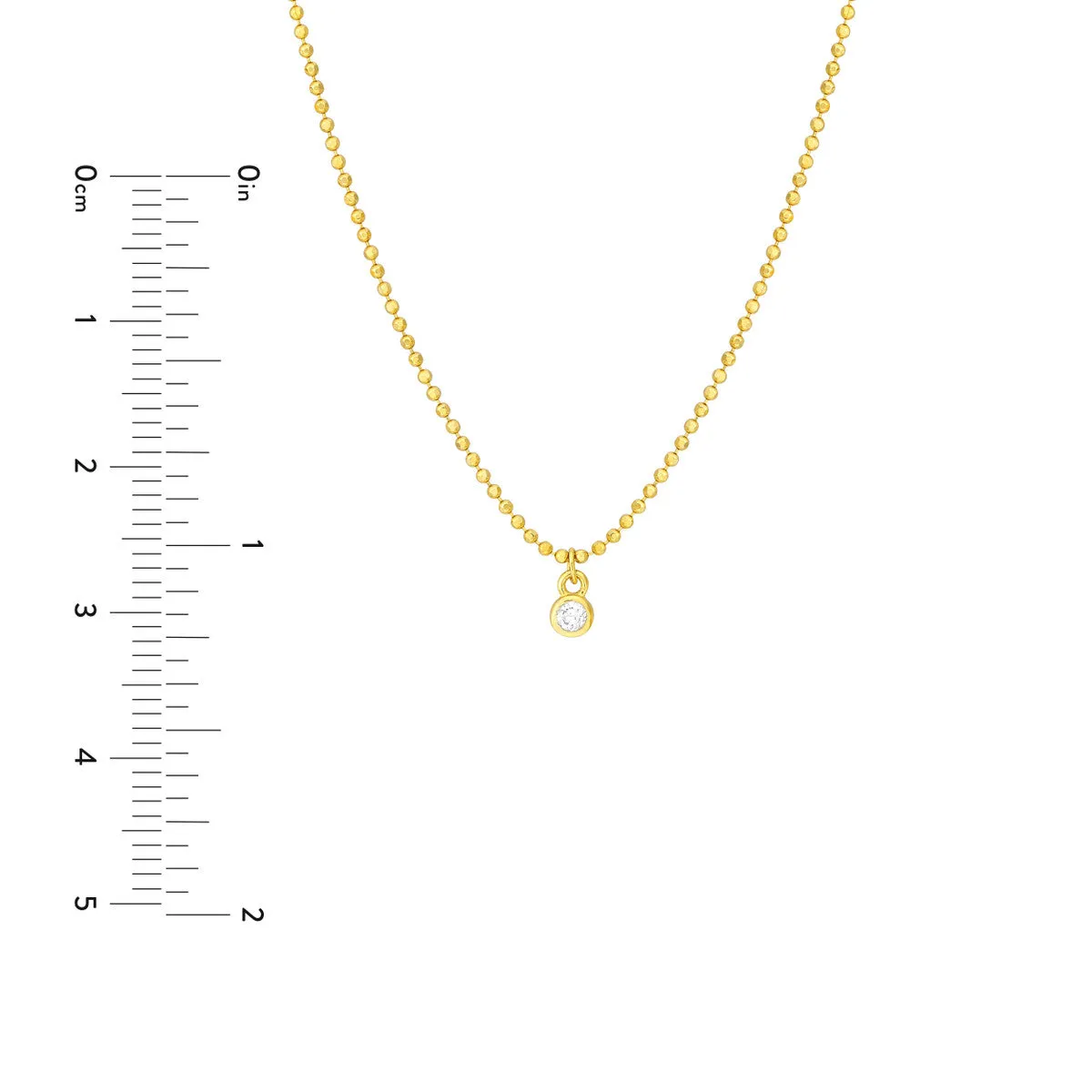 14k Yellow Gold Diamond Drops Necklace on D/C Bead Chain