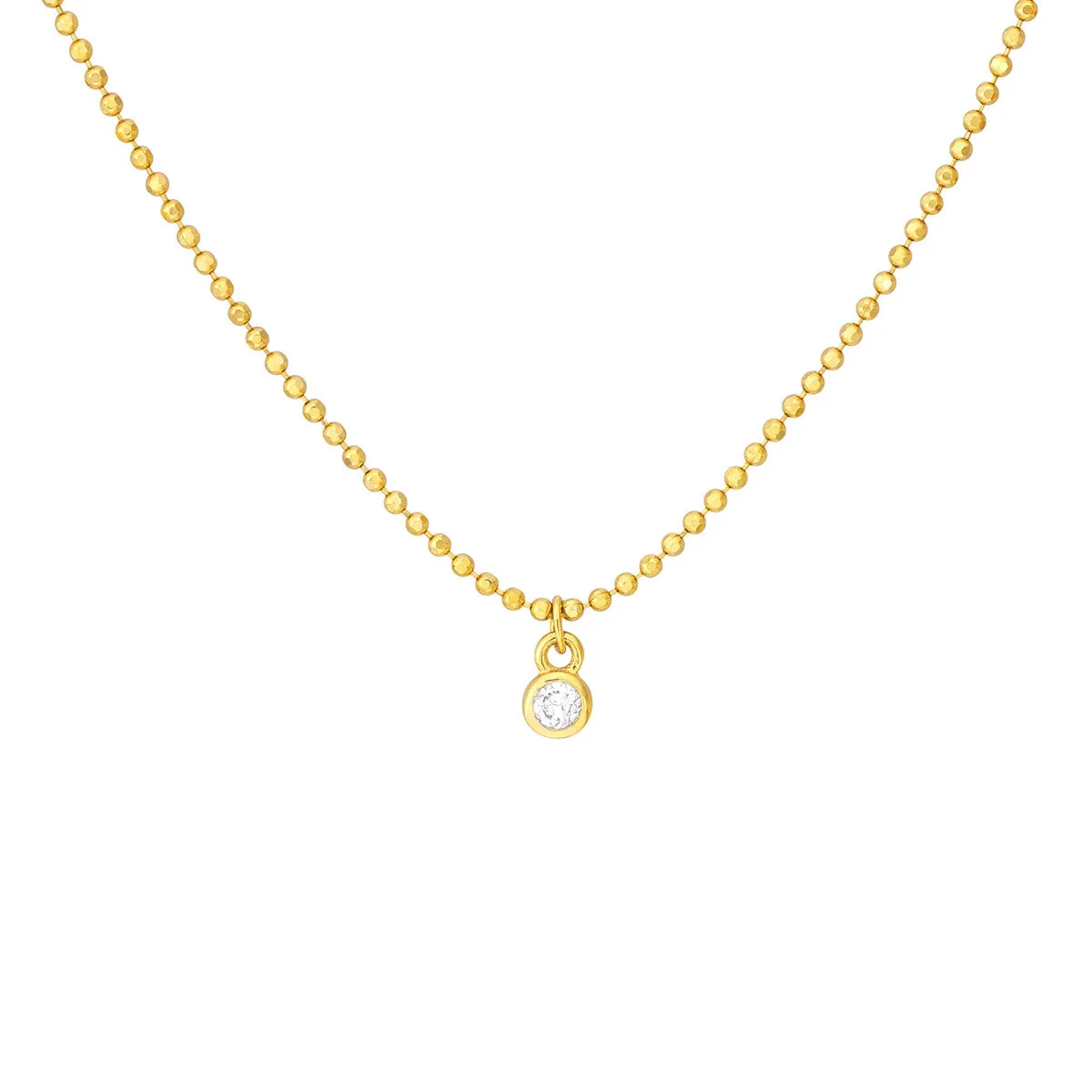 14k Yellow Gold Diamond Drops Necklace on D/C Bead Chain