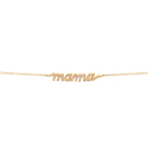 14K Yellow Gold Diamond "Mama" Script Bracelet