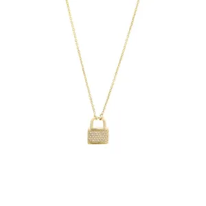 14K Yellow Gold Fashion Single Pave Diamond Necklace