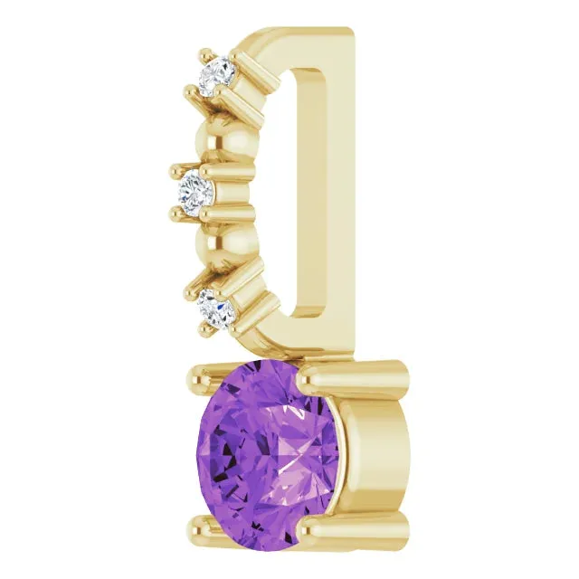 14K Yellow Gold Imitation Amethyst & .01 CTW Natural Diamond Charm/Pendant