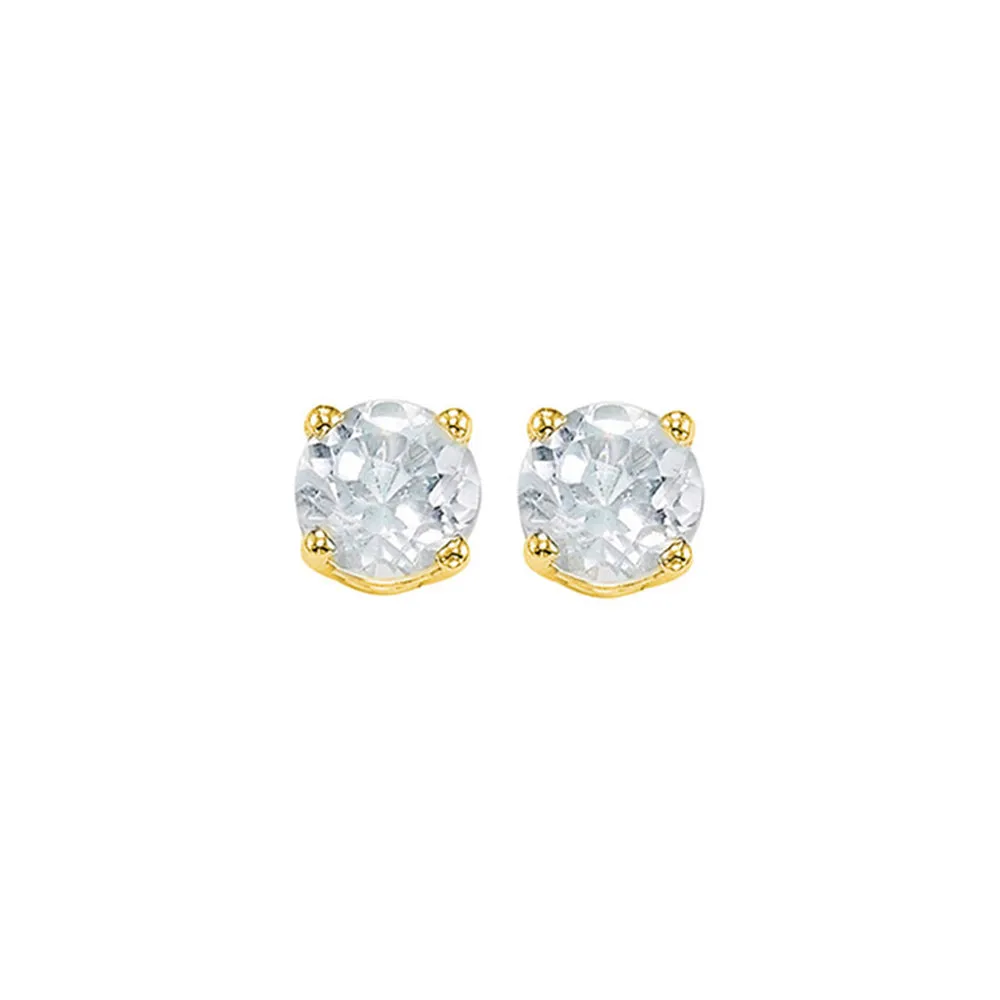 14Kt Yellow Gold White Topaz 1Ctw Earring