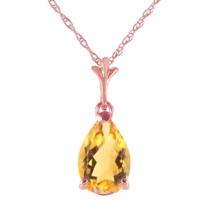 1.5 Carat 14K Solid Rose Gold Pear Citrine Necklace