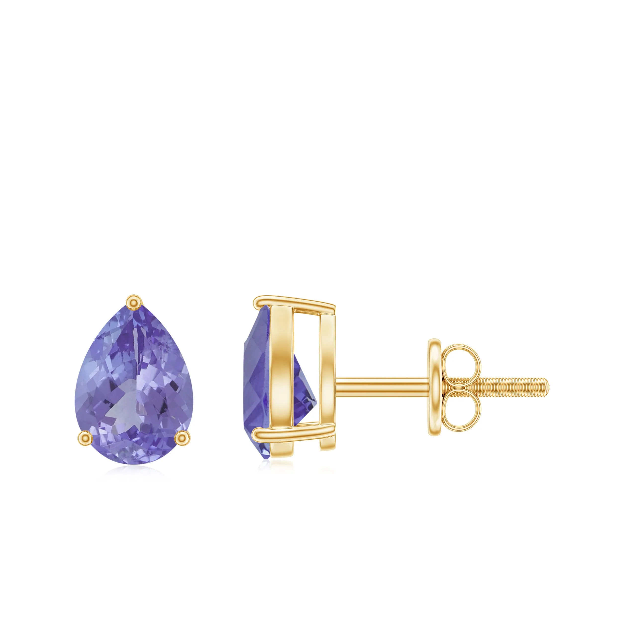 1.75 CT Pear Cut Tanzanite Solitaire Stud Earrings